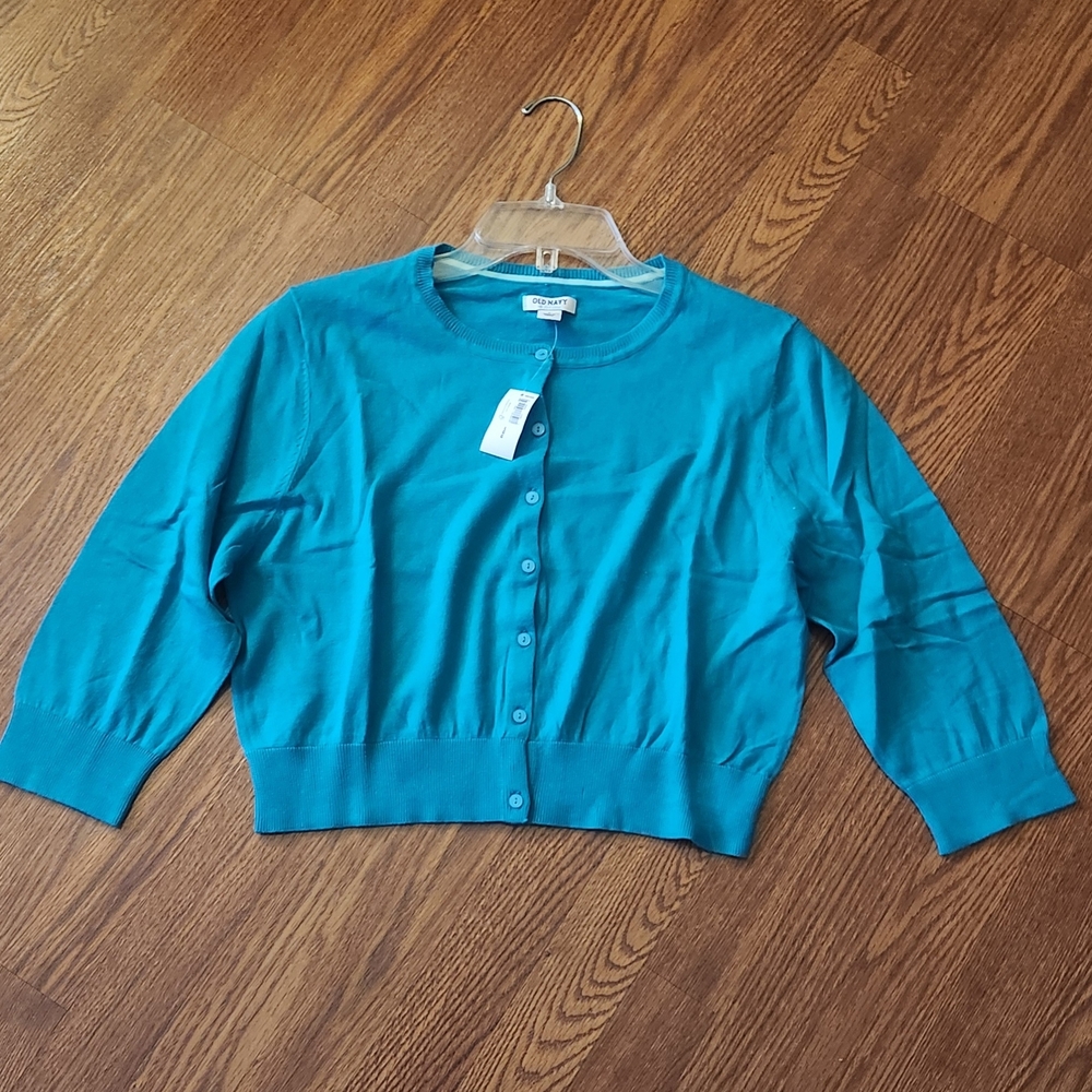 Teal Button-Up Women's Cardigan Sweater
